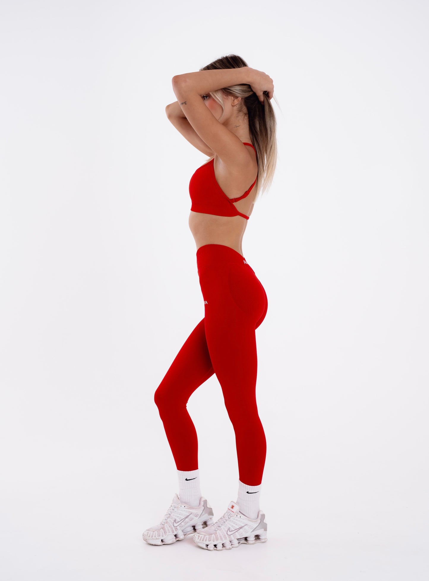 V Scrunch Leggings - Rose Red