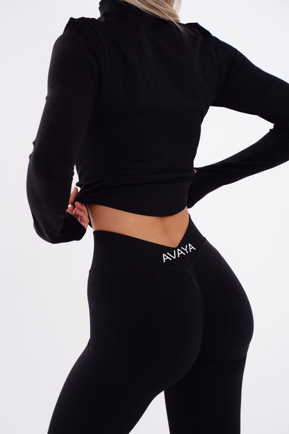 V Scrunch Leggings - Onyx Black