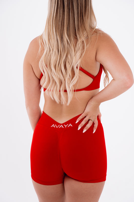 V Scrunch Shorts - Rose Red