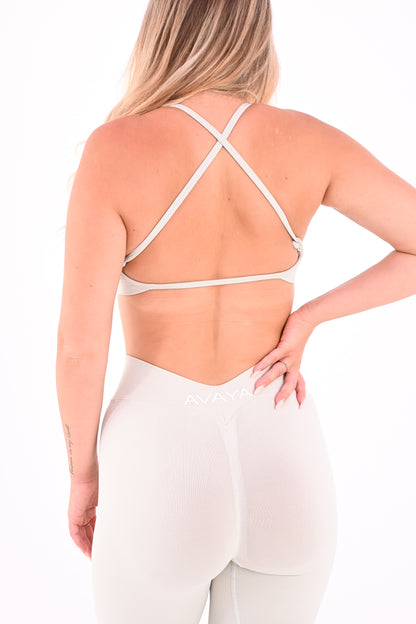 Cross Over Sports Bra - Cloud Grey